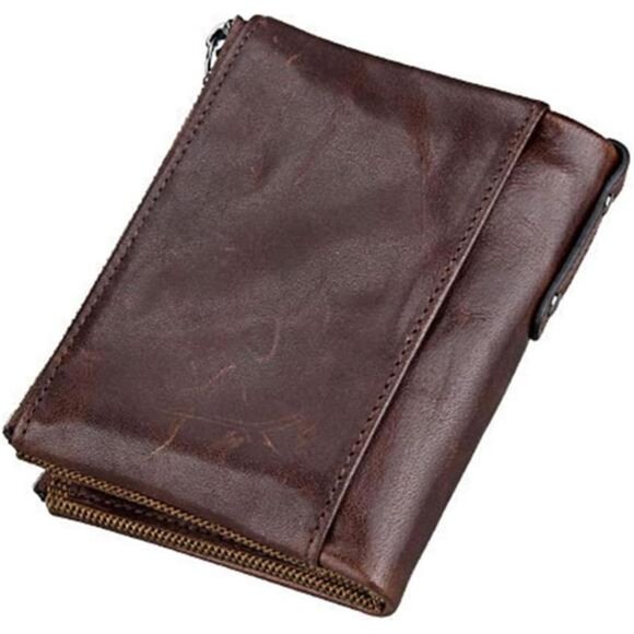 small wallet for women Leather Bifold Compact Card Holder Zipper Pocket Wallet - Picture 3 of 5